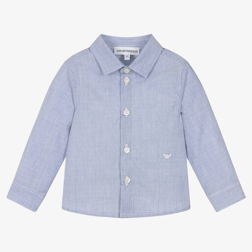 Emporio Armani-Голубая хлопковая рубашка | Childrensalon Outlet