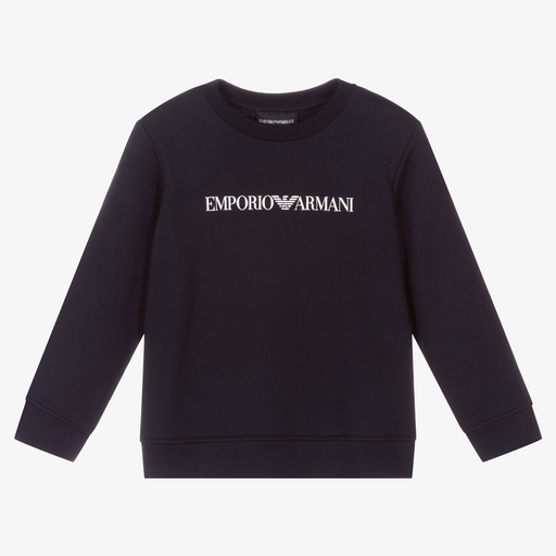 Emporio Armani-Blaues Baumwoll-Sweatshirt (J) | Childrensalon Outlet