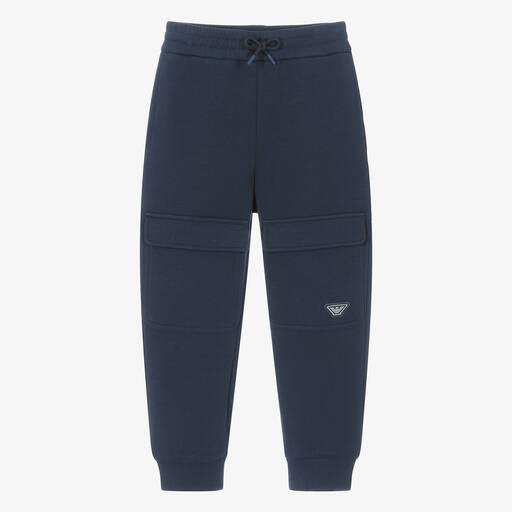 Emporio Armani-جوغرز قطن جيرسي لون كحلي للأولاد | Childrensalon Outlet