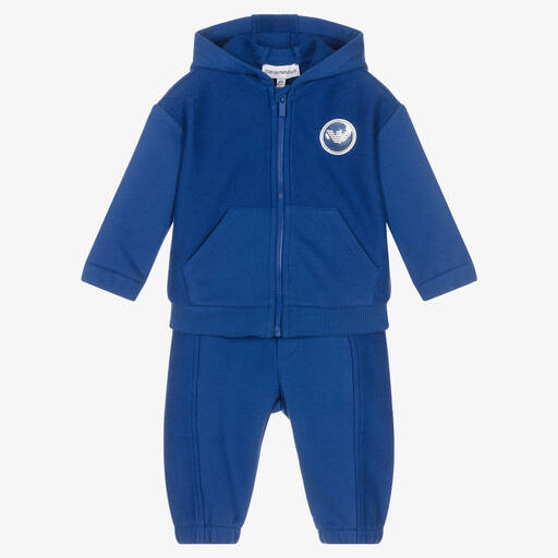 Emporio Armani-Синий спортивный костюм из хлопка для мальчиков | Childrensalon Outlet