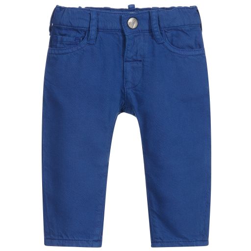 Emporio Armani-Синие хлопковые брюки для мальчиков | Childrensalon Outlet