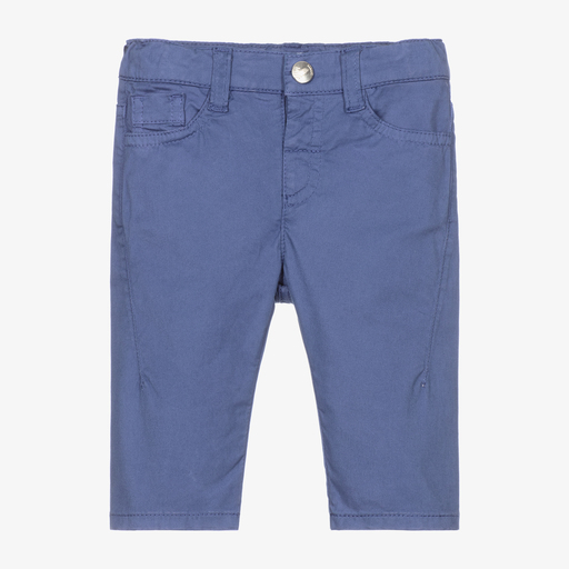Emporio Armani-Boys Blue Cotton Trousers | Childrensalon Outlet