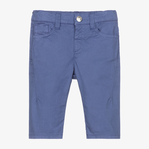 Emporio Armani-Синие хлопковые брюки для мальчиков | Childrensalon Outlet