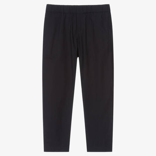 Emporio Armani-بنطلون قطن بوبلين لون كحلي للأولاد | Childrensalon Outlet