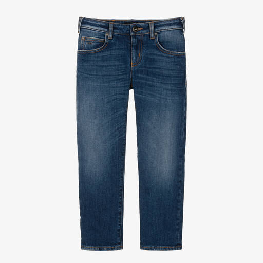 Emporio Armani-Boys Blue Denim Straight Leg Jeans | Childrensalon Outlet