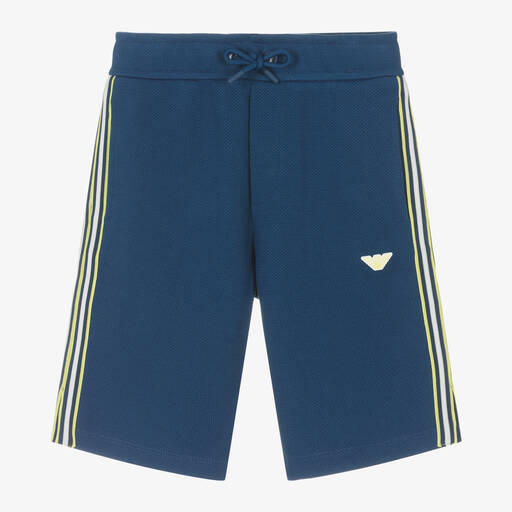 Emporio Armani-Boys Blue EA Crew Cotton Shorts | Childrensalon Outlet