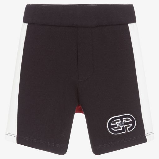 Emporio Armani-Boys Blue EA Logo Shorts | Childrensalon Outlet