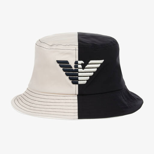 Emporio Armani-Boys Blue & Ivory Logo Bucket Hat | Childrensalon Outlet