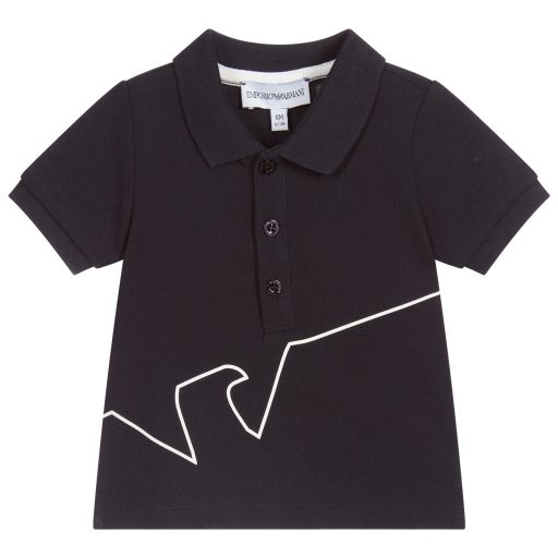 Emporio Armani-Boys Blue Logo Polo Shirt  | Childrensalon Outlet