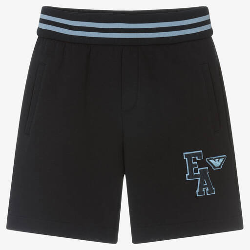 Emporio Armani-Boys Blue Logo Shorts | Childrensalon Outlet