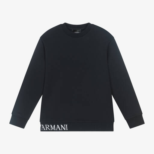 Emporio Armani-Boys Blue Logo Sweatshirt | Childrensalon Outlet