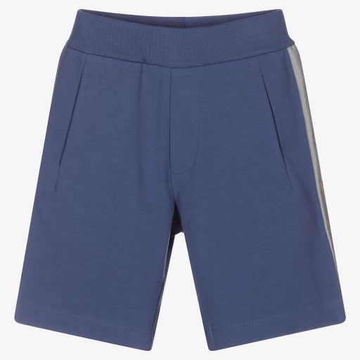 Emporio Armani-Boys Blue Logo Tape Shorts | Childrensalon Outlet