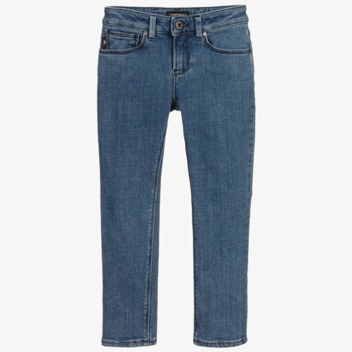 Emporio Armani-Boys Blue Regular Fit Jeans | Childrensalon Outlet