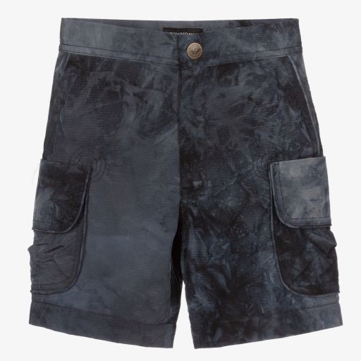 Emporio Armani-Boys Blue Tie Dye Cargo Shorts | Childrensalon Outlet