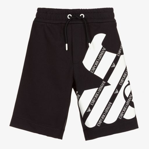Emporio Armani-Boys Blue & White Logo Shorts | Childrensalon Outlet