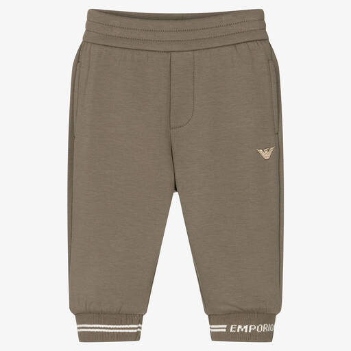 Emporio Armani-Boys Brown Jersey Eagle Joggers | Childrensalon Outlet