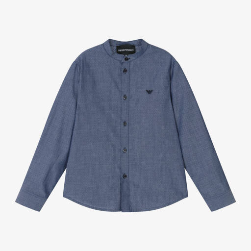 Emporio Armani-Boys Chambray Logo Top | Childrensalon Outlet
