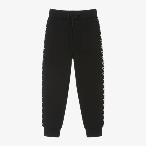 Emporio Armani-Boys Cotton Black Trousers | Childrensalon Outlet
