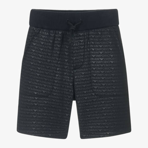 Emporio Armani-Boys Dark Blue Logo Shorts | Childrensalon Outlet