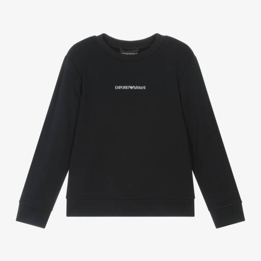 Emporio Armani-سويت شيرت أزرق داكن بشعار للأولاد | Childrensalon Outlet