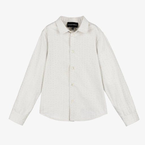 Emporio Armani-قميص قطني رمادي أنيق للأولاد | Childrensalon Outlet
