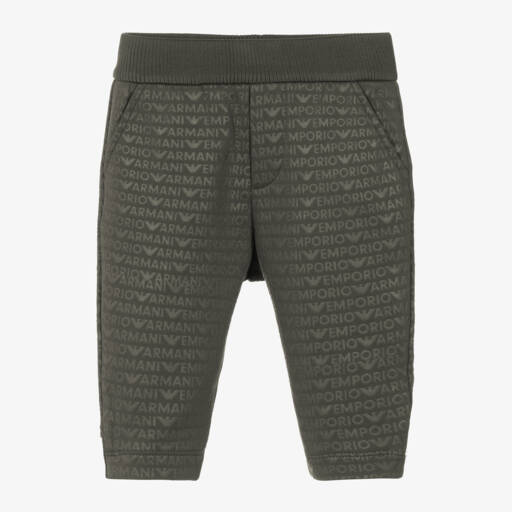 Emporio Armani-Boys Green Cotton Blend Joggers | Childrensalon Outlet
