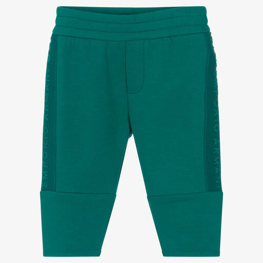 Emporio Armani-Boys Green Cotton Jersey Joggers | Childrensalon Outlet