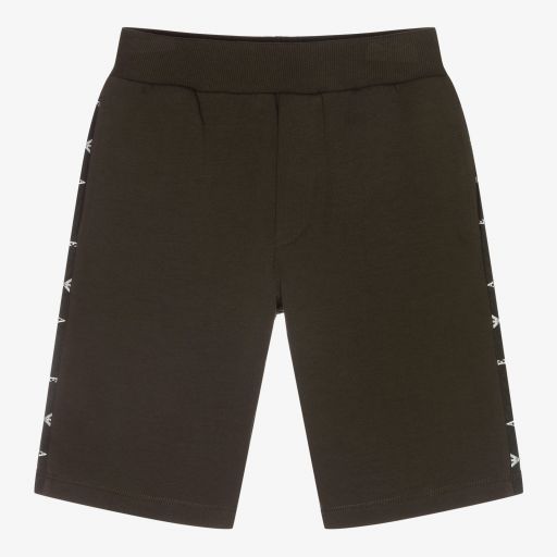 Emporio Armani-Boys Green Cotton Logo Shorts | Childrensalon Outlet