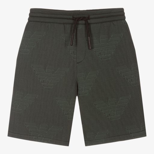 Emporio Armani-Boys Green Cotton Logo Shorts | Childrensalon Outlet