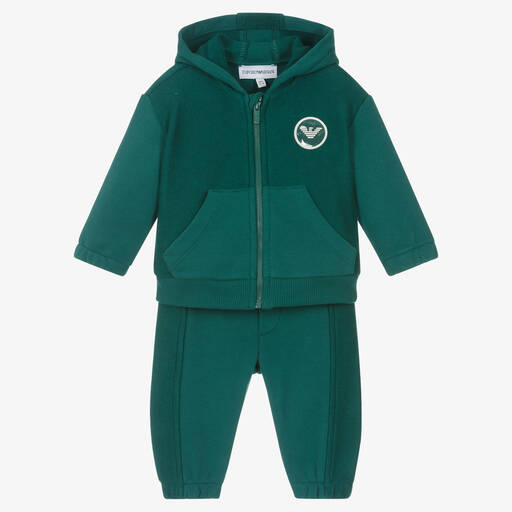 Emporio Armani-Boys Green Cotton Tracksuit | Childrensalon Outlet