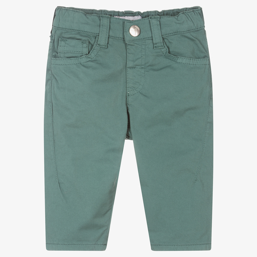 Emporio Armani-Boys Green Cotton Trousers | Childrensalon Outlet