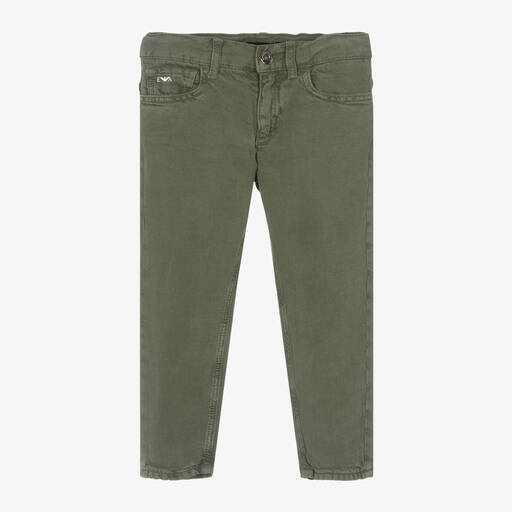 Emporio Armani-Boys Green Denim Straight Leg Jeans | Childrensalon Outlet