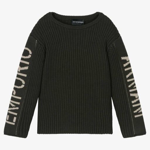 Emporio Armani-Зеленый шерстяной свитер | Childrensalon Outlet