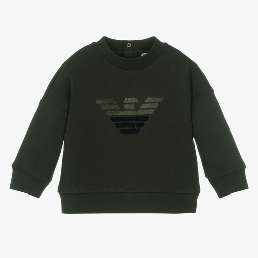 Emporio Armani-Sweat vert garçon | Childrensalon Outlet