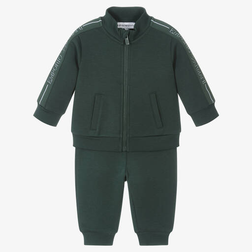 Emporio Armani-Boys Green Logo Tape Tracksuit | Childrensalon Outlet