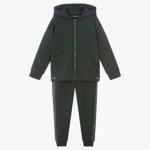 Emporio Armani-Boys Green Logo Tracksuit | Childrensalon Outlet