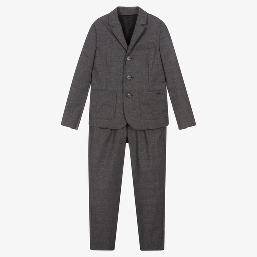 Emporio Armani-Boys Grey Check Suit | Childrensalon Outlet