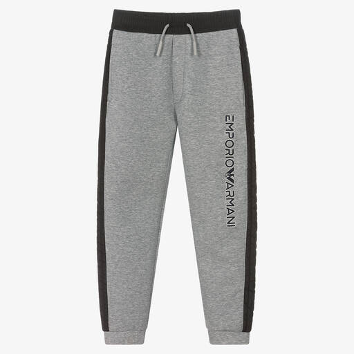 Emporio Armani-Boys Grey Cotton Logo Joggers | Childrensalon Outlet