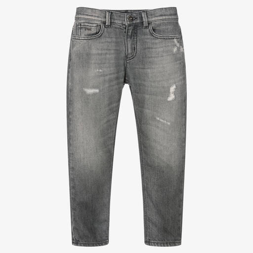 Emporio Armani-Boys Grey Denim Regular Jeans | Childrensalon Outlet
