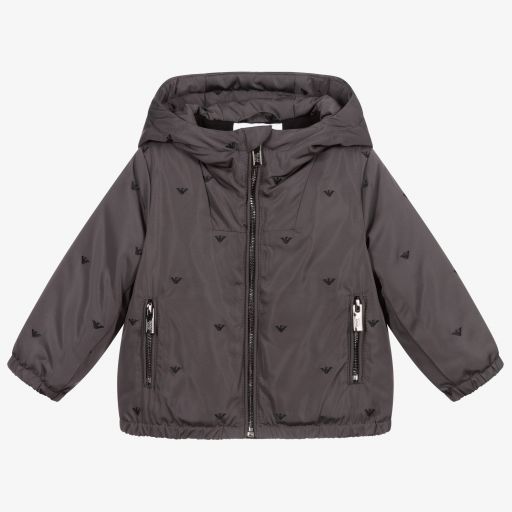 Emporio Armani-Серая куртка с капюшоном для мальчиков | Childrensalon Outlet