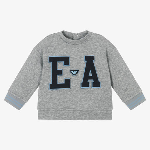 Emporio Armani-Boys Grey Logo Sweatshirt | Childrensalon Outlet