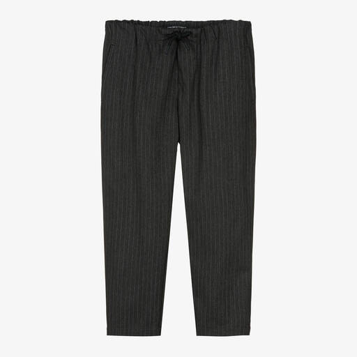 Emporio Armani-Graue Kordelzug-Nadelstreifenhose | Childrensalon Outlet