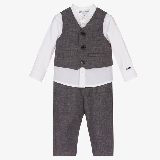 Emporio Armani-Boys Grey Trouser Set | Childrensalon Outlet