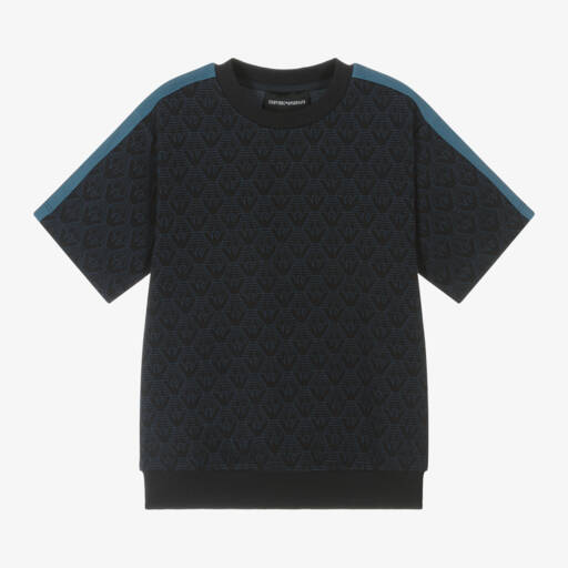 Emporio Armani-تيشيرت الصقر الأيقوني للأولاد باللون الأزرق | Childrensalon Outlet