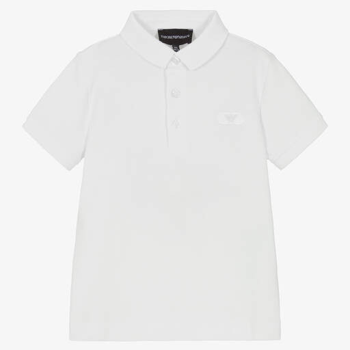 Emporio Armani-Boys Ivory Cotton Polo Shirt | Childrensalon Outlet