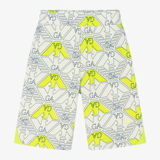 Emporio Armani-Boys Ivory Eagle Cotton Shorts | Childrensalon Outlet