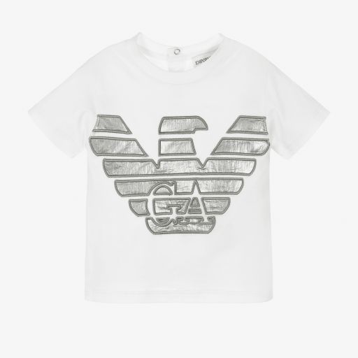 Emporio Armani-Boys Ivory Eagle Logo T-Shirt | Childrensalon Outlet
