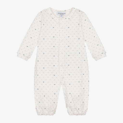 Emporio Armani-Boys Ivory Jersey Converter Babygrow | Childrensalon Outlet