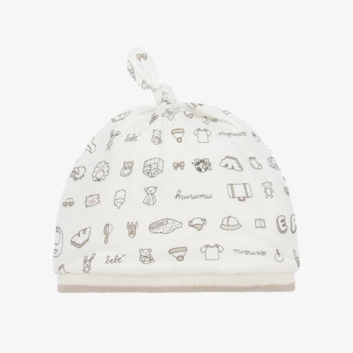Emporio Armani-Boys Ivory Knotted Jersey Hat | Childrensalon Outlet