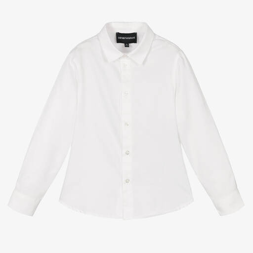 Emporio Armani-Boys Ivory Logo Shirt | Childrensalon Outlet